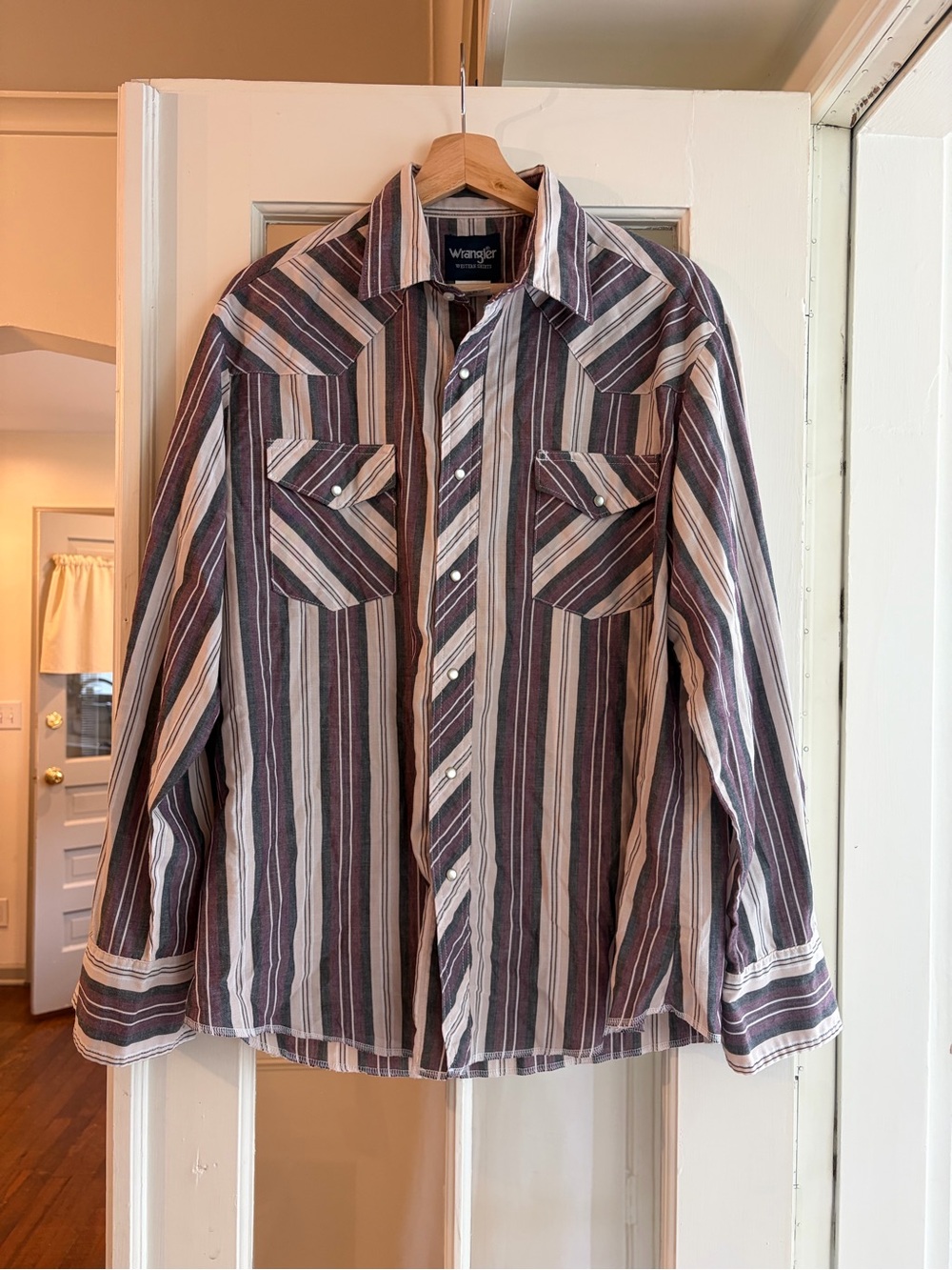 Wrangler Striped Western Pearl Snap Shirt